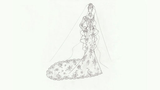 ウェディングドレスデザイン画/How to draw wedding dress motif. Digital picture making motif.
