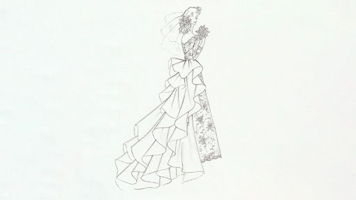 ウェディングドレスデザイン画/How to draw wedding dress motif. Digital picture making motif.