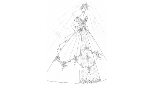 ウェディングドレスデザイン画/How to draw wedding dress.