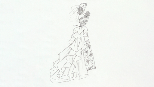 ウェディングドレスデザイン画/How to draw wedding dress.